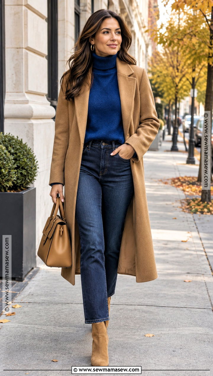 Camel And Cobalt Blue Fall Outfit - 20 fall outfit color combos