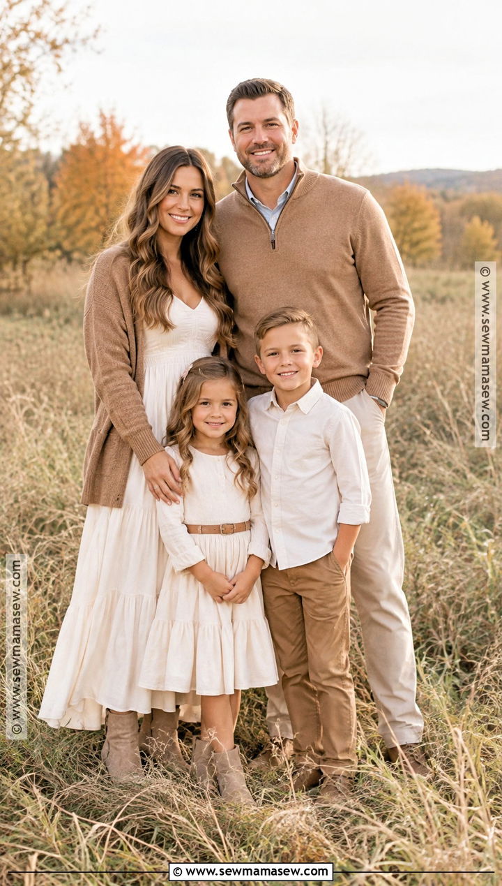 Camel And Ivory Family Outfits - 15 fall family photos brown outfits