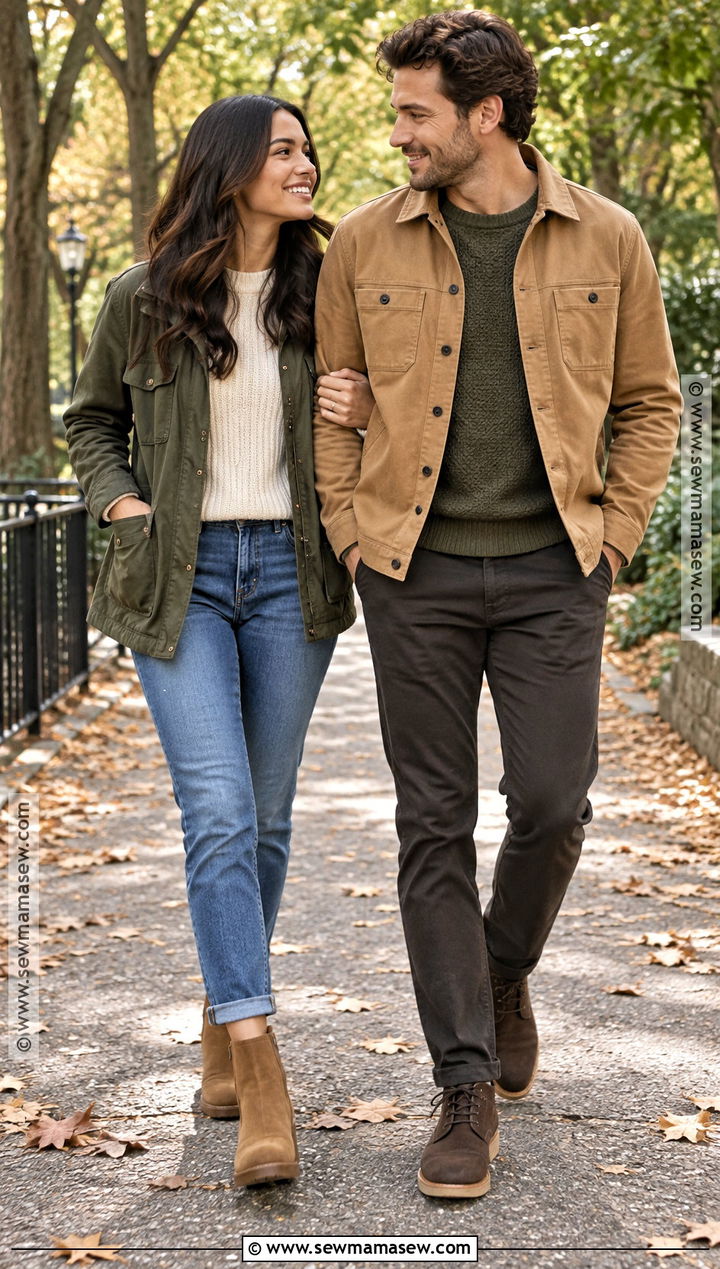 Camel And Olive Fall Couples Outfit - 15 cute fall couples outfits