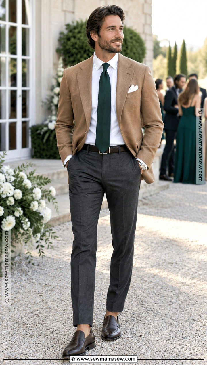 Camel Blazer Fall Wedding Attire - 20 fall wedding attire ideas for men