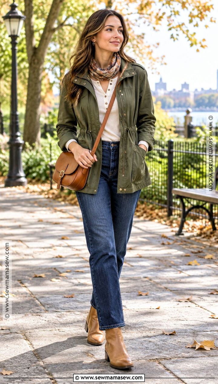 Camel Boots With Olive Utility Jacket - 15 camel boots fall fashion