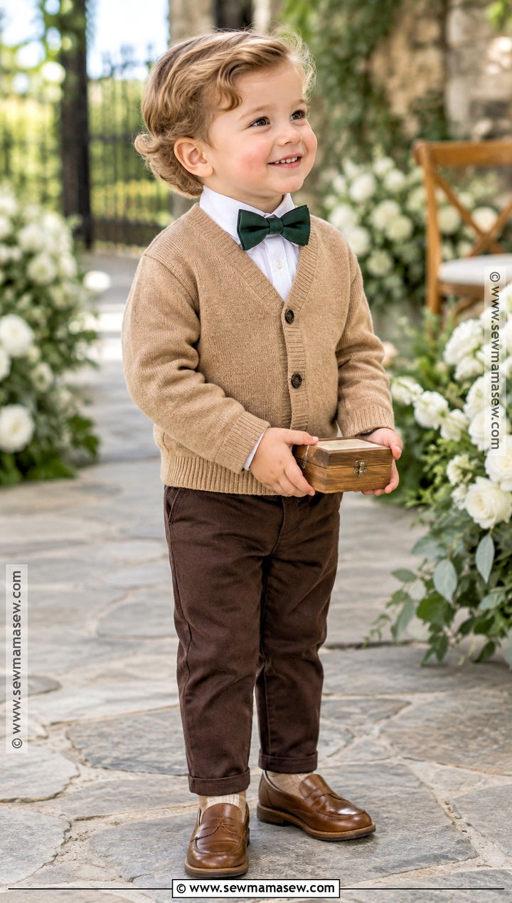 Camel Cardigan Ring Bearer Outfit - 20 fall ring bearer outfit ideas