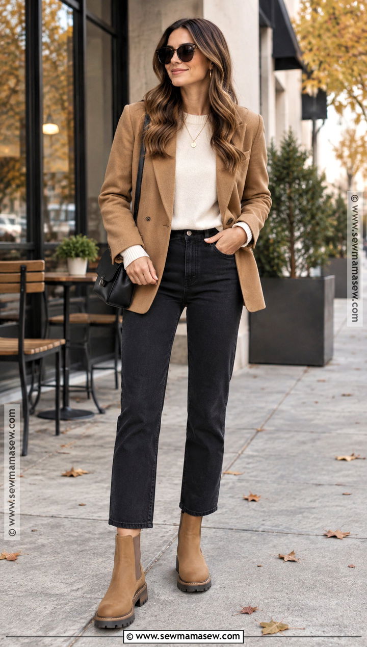 Camel Chelsea Boots With Black Jeans - 15 camel boots fall fashion
