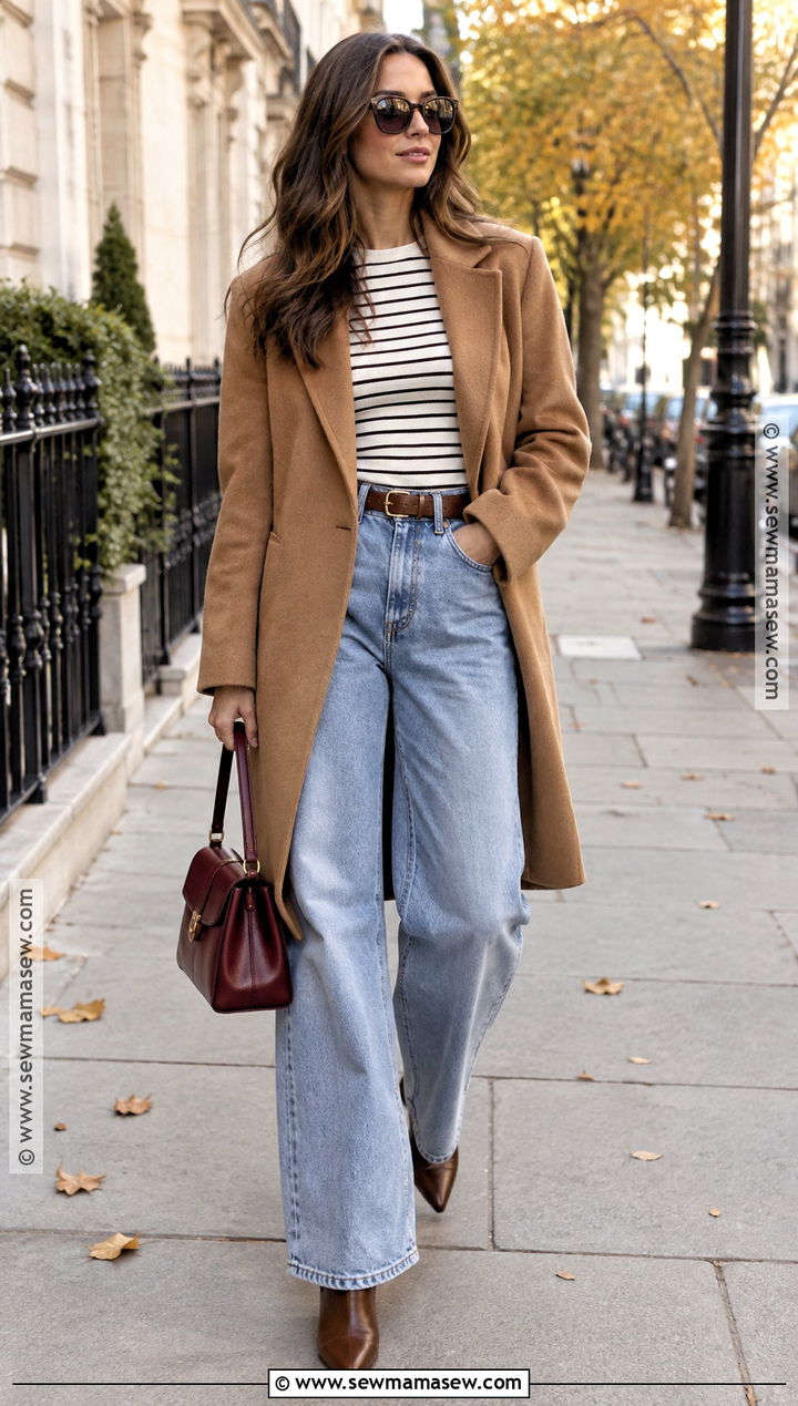 Camel Coat And Baggy Jeans Fall Outfit - 30 casual fall outfits for women