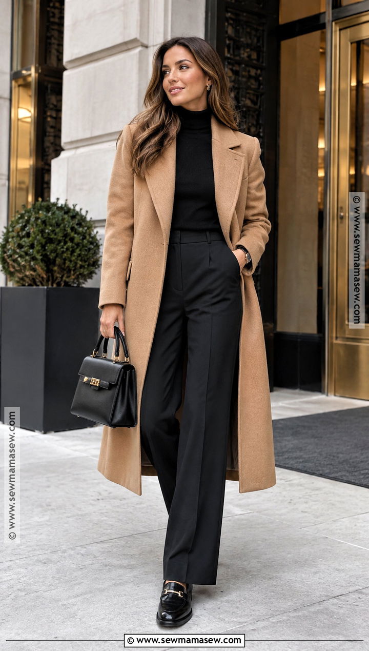 Camel Coat And Black Trousers NYC Fall Outfit - 25 fall in new york city outfits