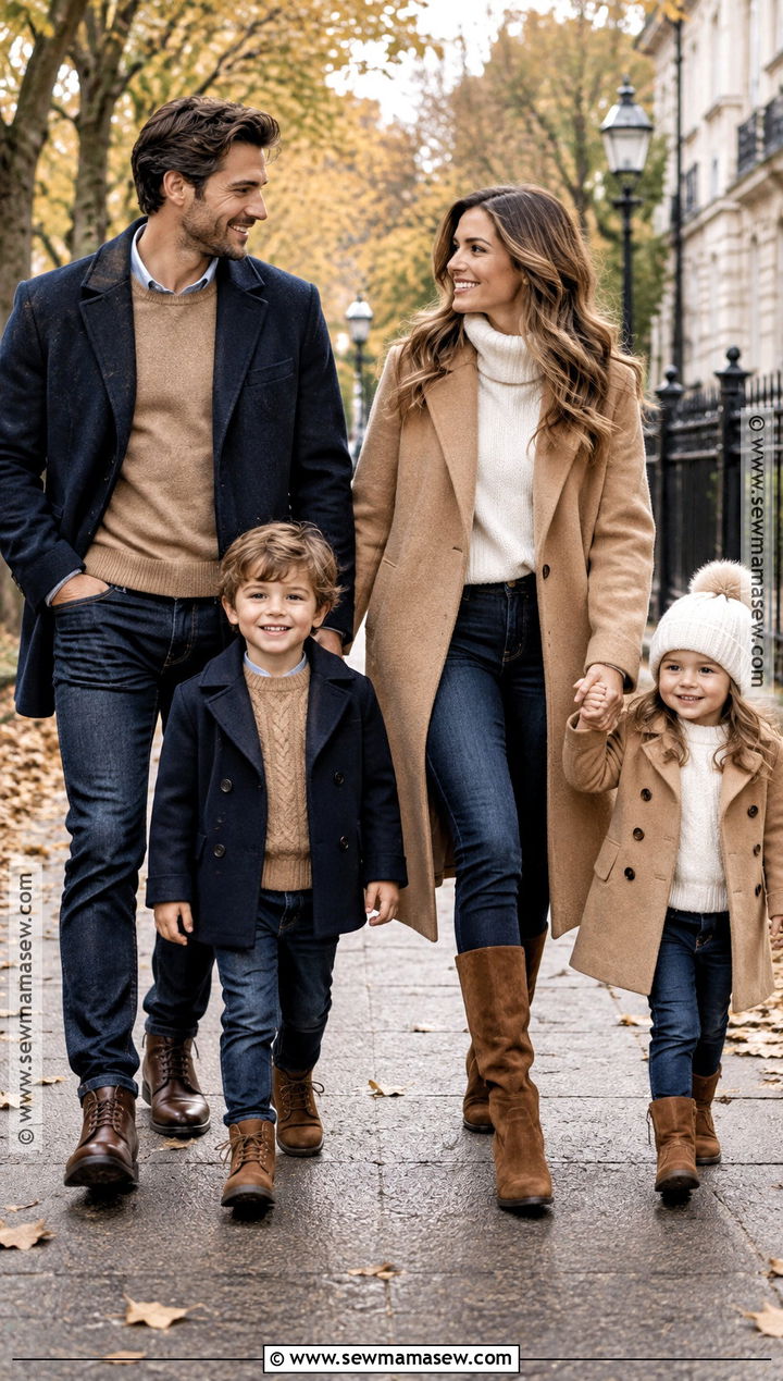 Camel Coat And Dark Denim Fall Family Picture Outfits - 15 family outfits for fall pictures