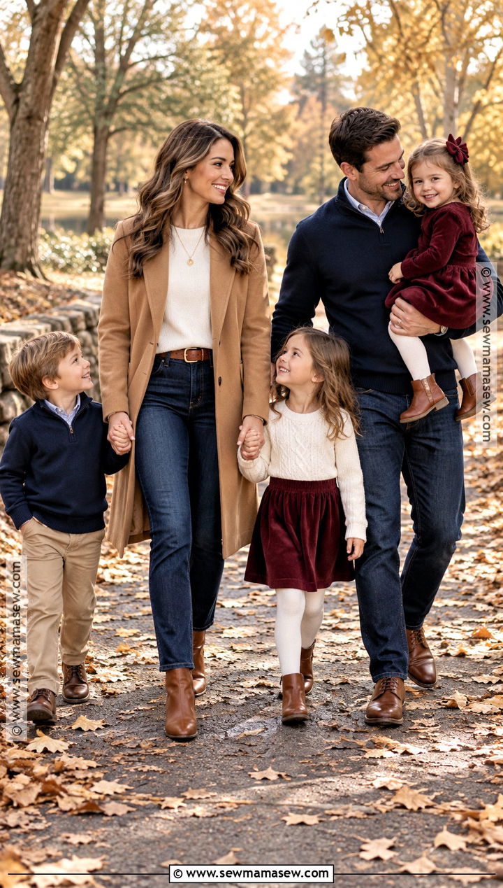 Camel Coat And Dark Jeans Fall Picture Outfit - 15 fall family pictures outfits for moms