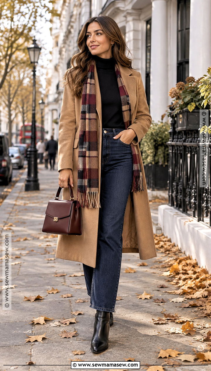Camel Coat And Dark Jeans London Outfit - 20 London In October Outfits for Women
