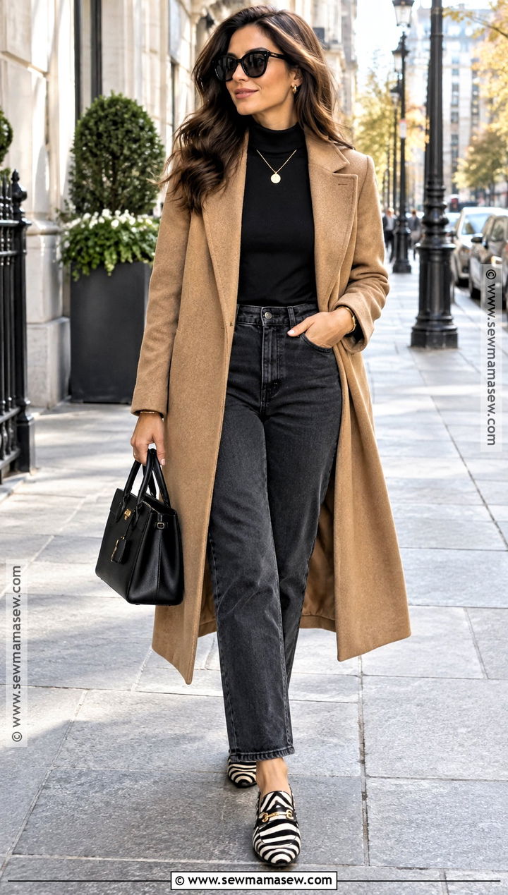 Camel Coat And Zebra Shoes City Outfit - 20 Fall Outfits City