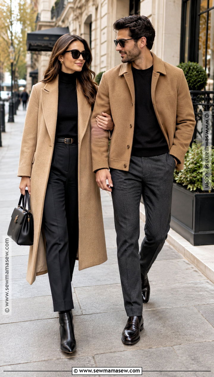 Camel Coat Couple Autumn Outfit - 15 couples autumn outfits