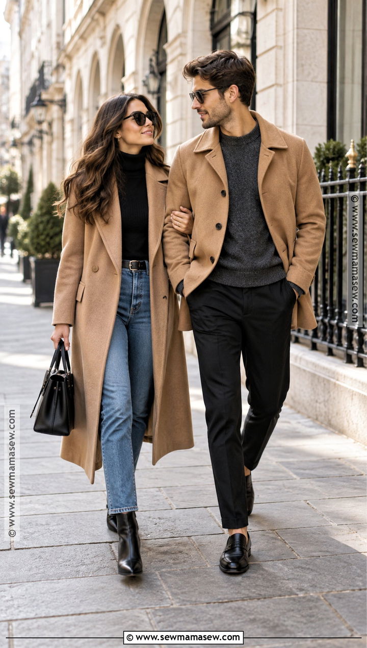 Camel Coat Couple Fall Outfit - 20 cute couple fall outfits