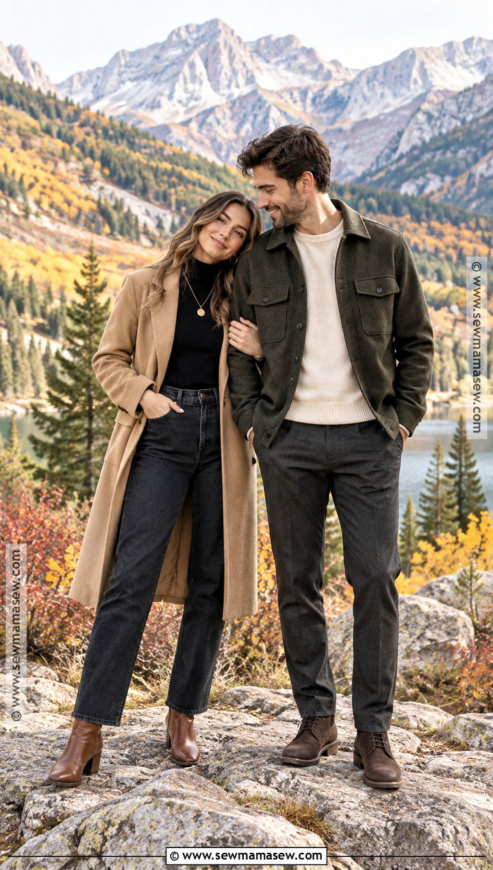 Camel Coat Fall Mountain Engagement Outfit - 15 engagement photos outfits fall mountains