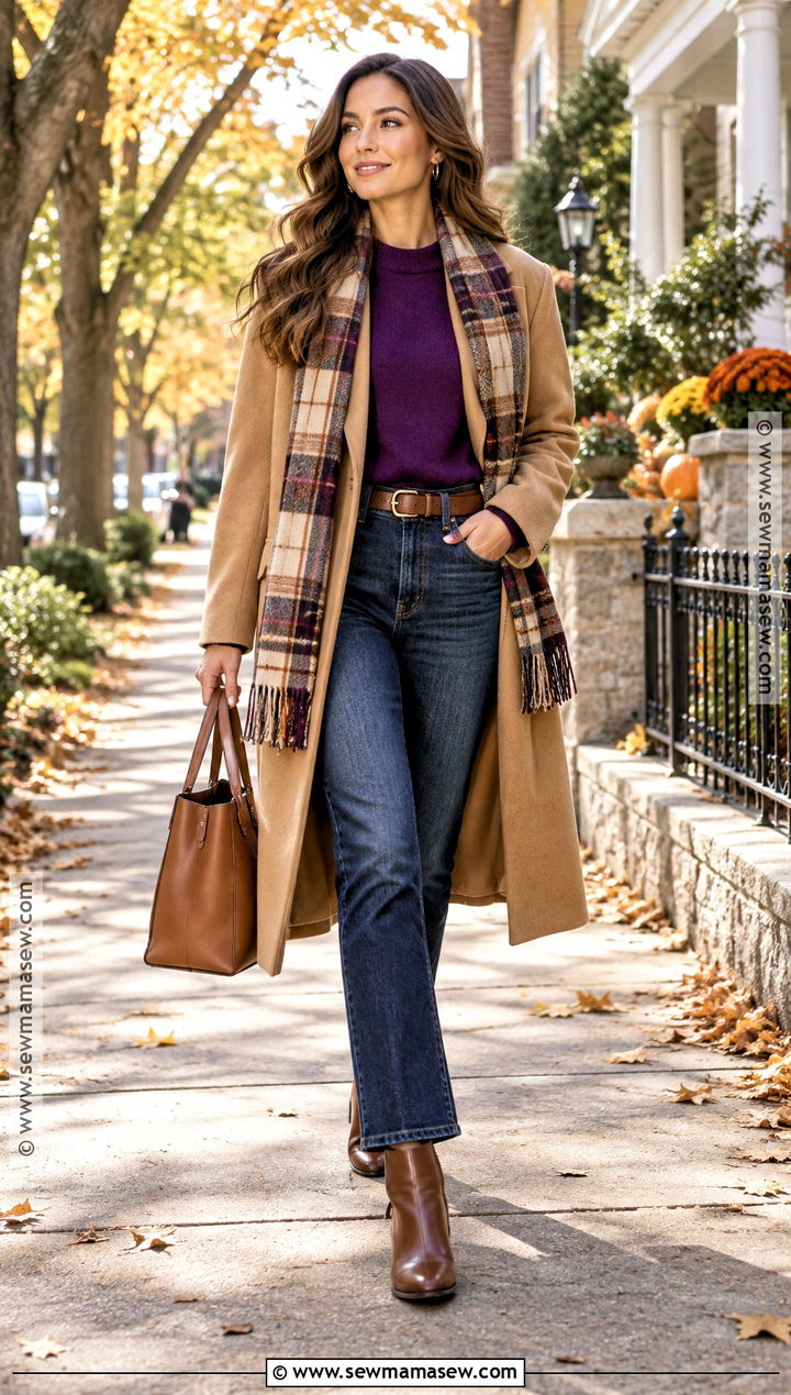 Camel Coat and Dark Denim Thanksgiving Outfit - 15 thanksgiving outfits ideas for women
