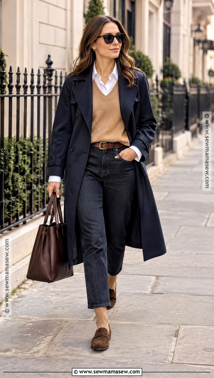 Camel Knit Socks With Jeans And Suede Loafers - 15 Autumn Color Knit Socks Ideas