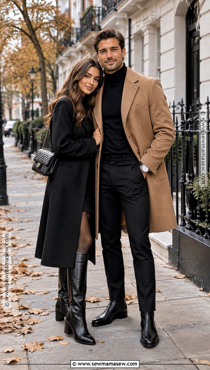 Camel Overcoat And Turtleneck Engagement Outfit - 15 engagement photos men outfit fall ideas