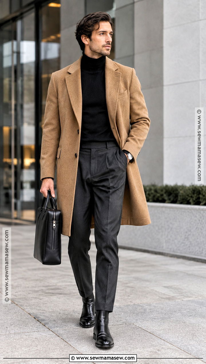 Camel Overcoat Mens Fall Outfit - 25 mens fall outfits
