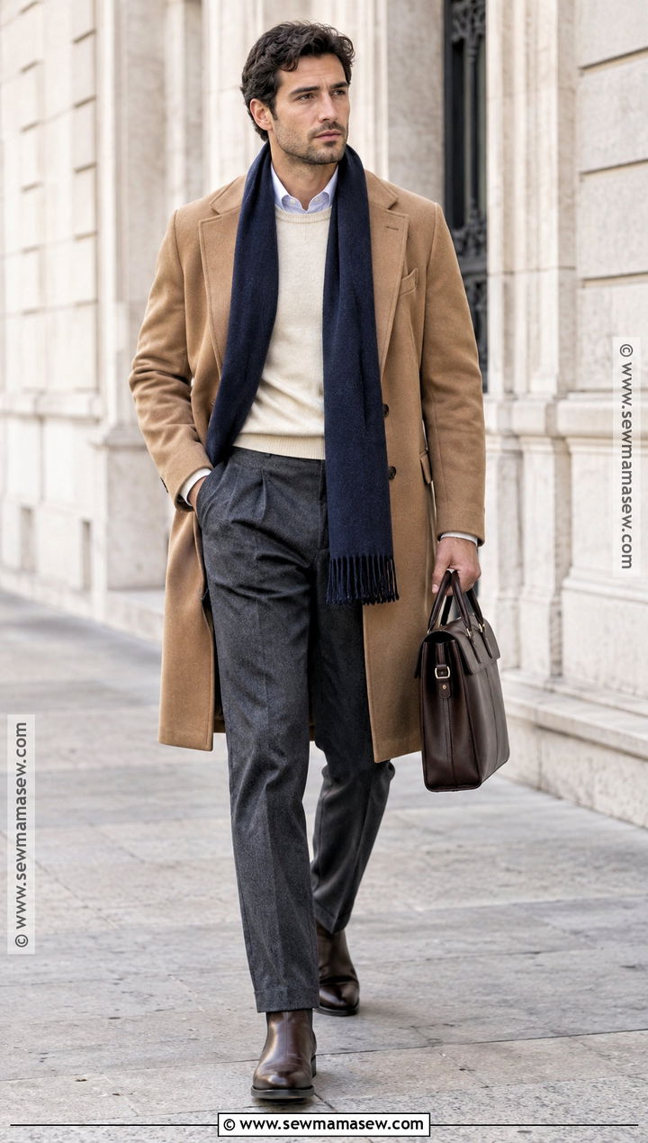 Camel Overcoat Old Money Fall Outfit - 20 old money fall outfits for men