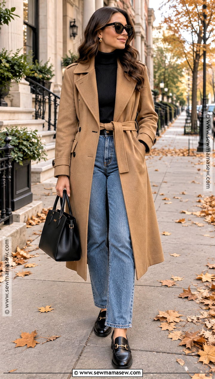 Camel Trench Coat Fall Outfit - 20 classy fall outfits chic