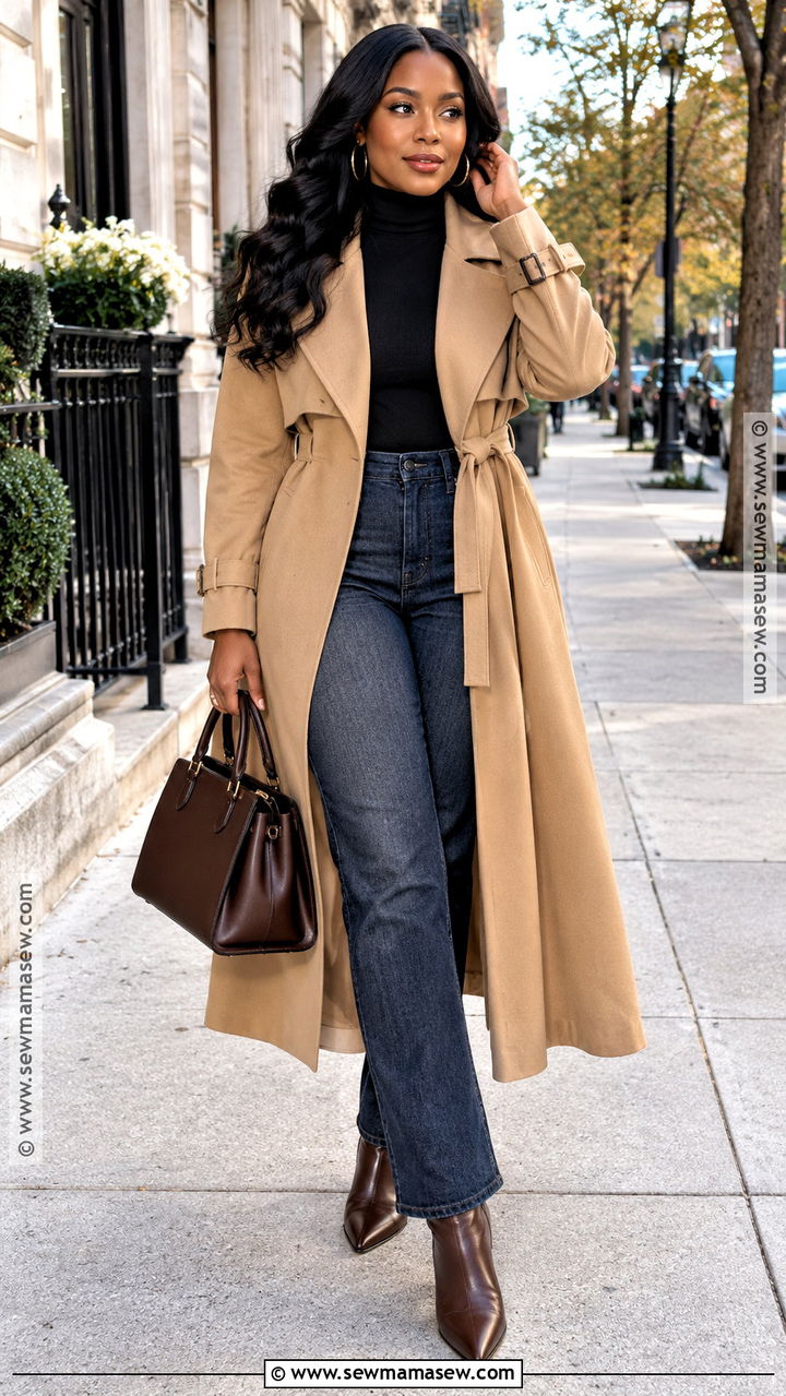 Camel Trench Coat Fall Outfit - 20 fall outfits for black women