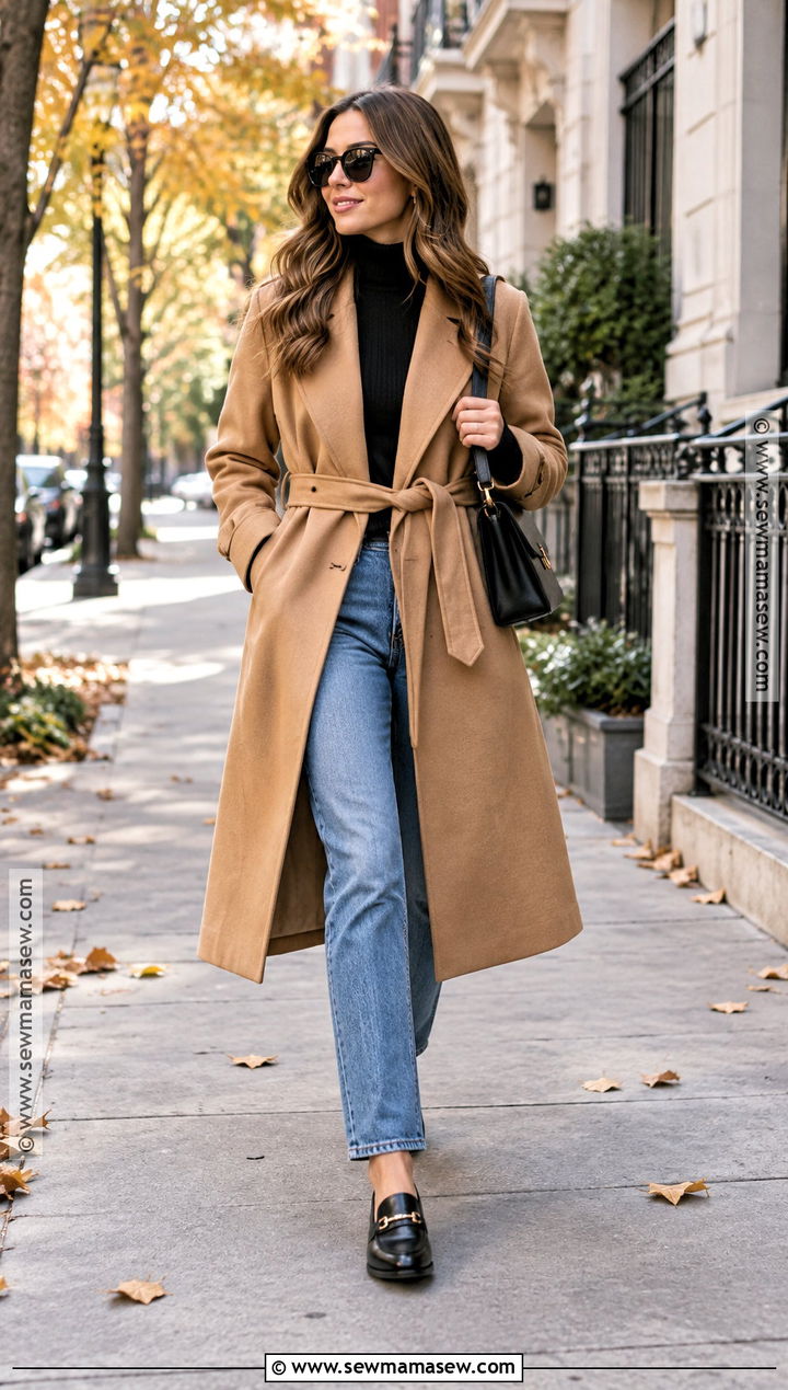 Camel Trench Coat Fall Outfit - 15 fall outfits classic minimal chic