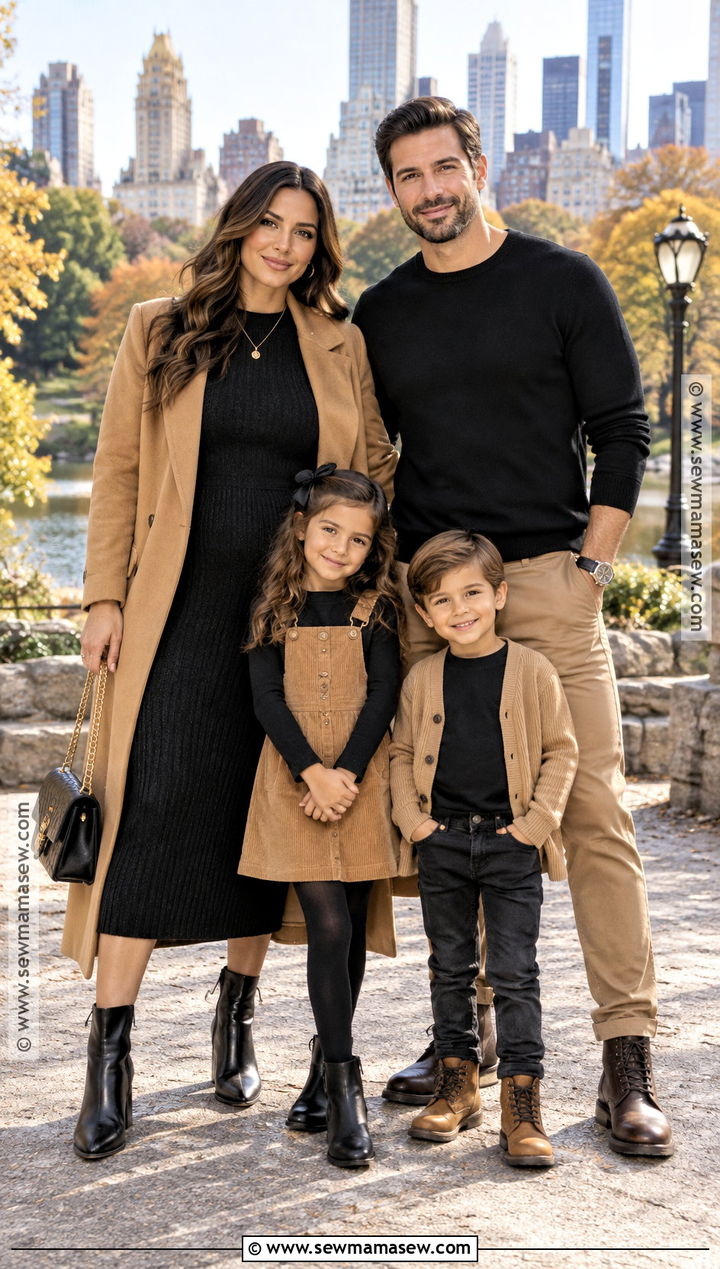 Camel and Black Fall Family Outfit - 15 fall family outfits 2026