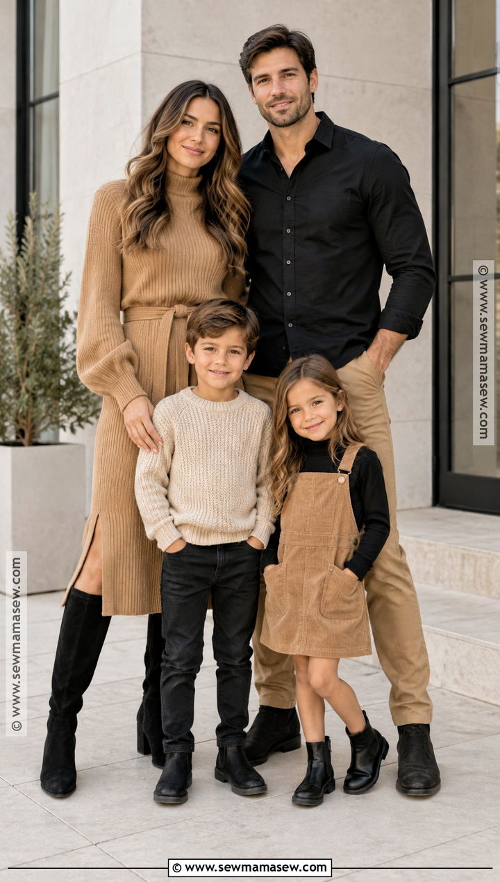 Camel and Black Fall Family Photo Outfits - 15 Fall 2026 Family Photo Outfits