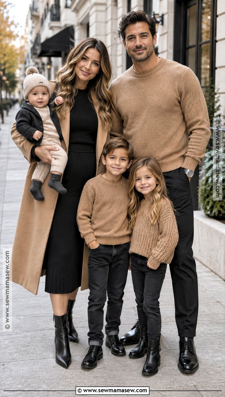Camel and Black Family Photo Outfits - 15 family photo outfits neutral fall