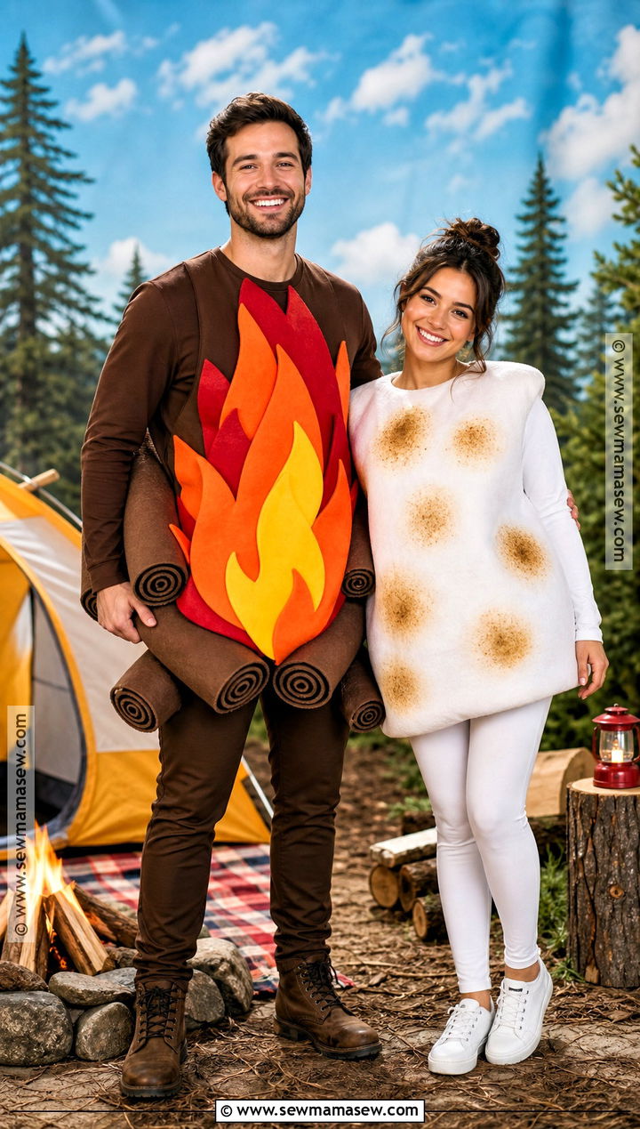 Campfire And Marshmallow Costume - 35 clever couples halloween costumes