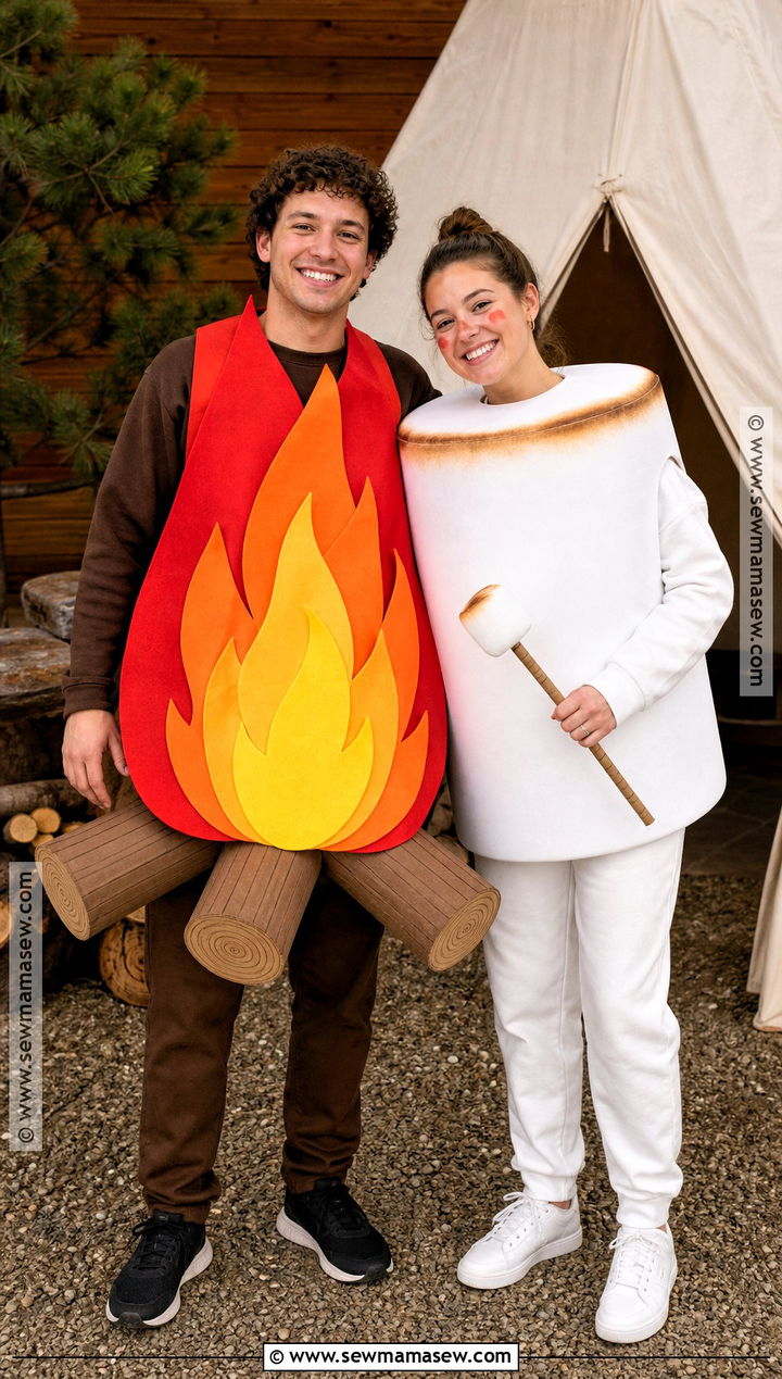 Campfire And Marshmallow Couple Costume - 30 Unique Couples Halloween Costume Ideas Funny