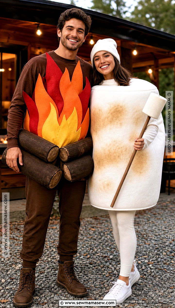 Campfire And Marshmallow Couple Costume - 30 couple costumes funny