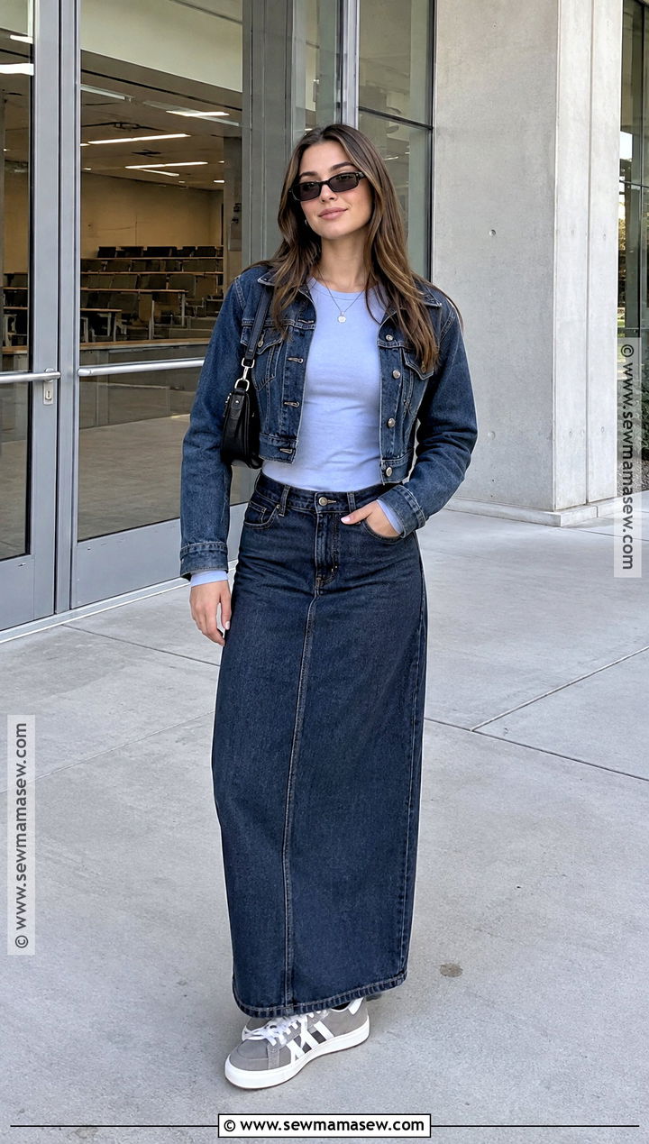 Campus 00s With Maxi Skirt And Fitted Top - 15 back to school outfits campus 00s