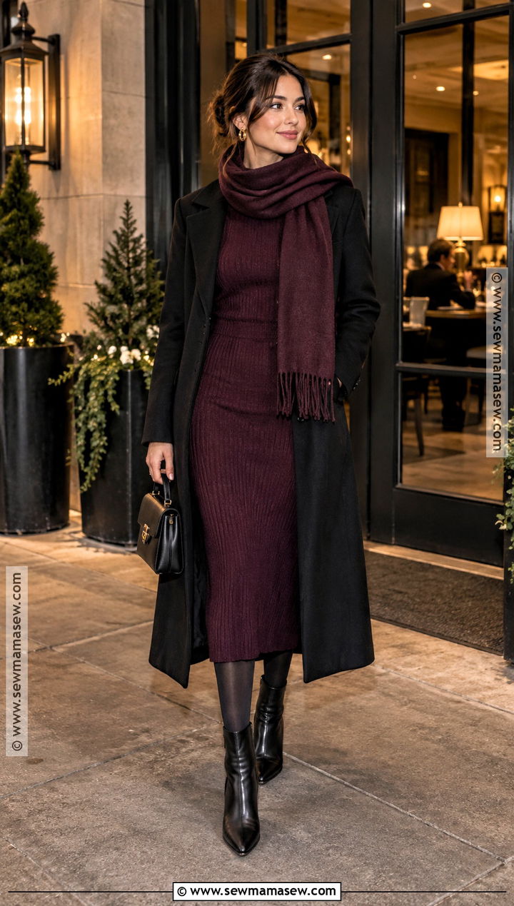 Canada October Knit Dress And Wool Coat Outfit - 15 Canada In October Outfit Ideas