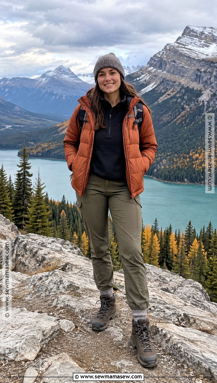 Canada October Puffer Jacket And Hiking Pants Outfit - 15 Canada In October Outfit Ideas