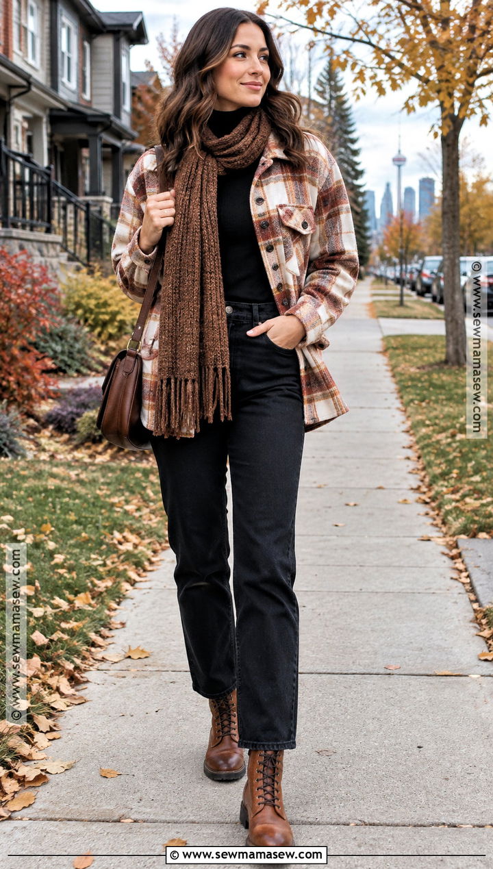 Canada October Shacket And Black Jeans Outfit - 15 Canada In October Outfit Ideas