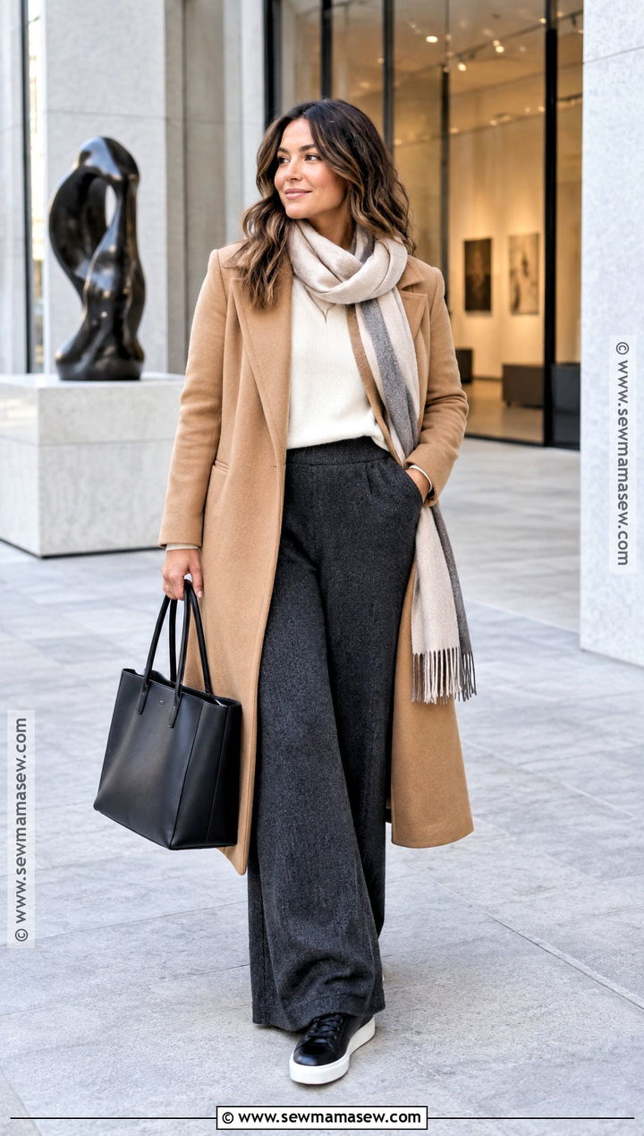Canada October Wool Coat And Knit Pants Outfit - 15 Canada In October Outfit Ideas