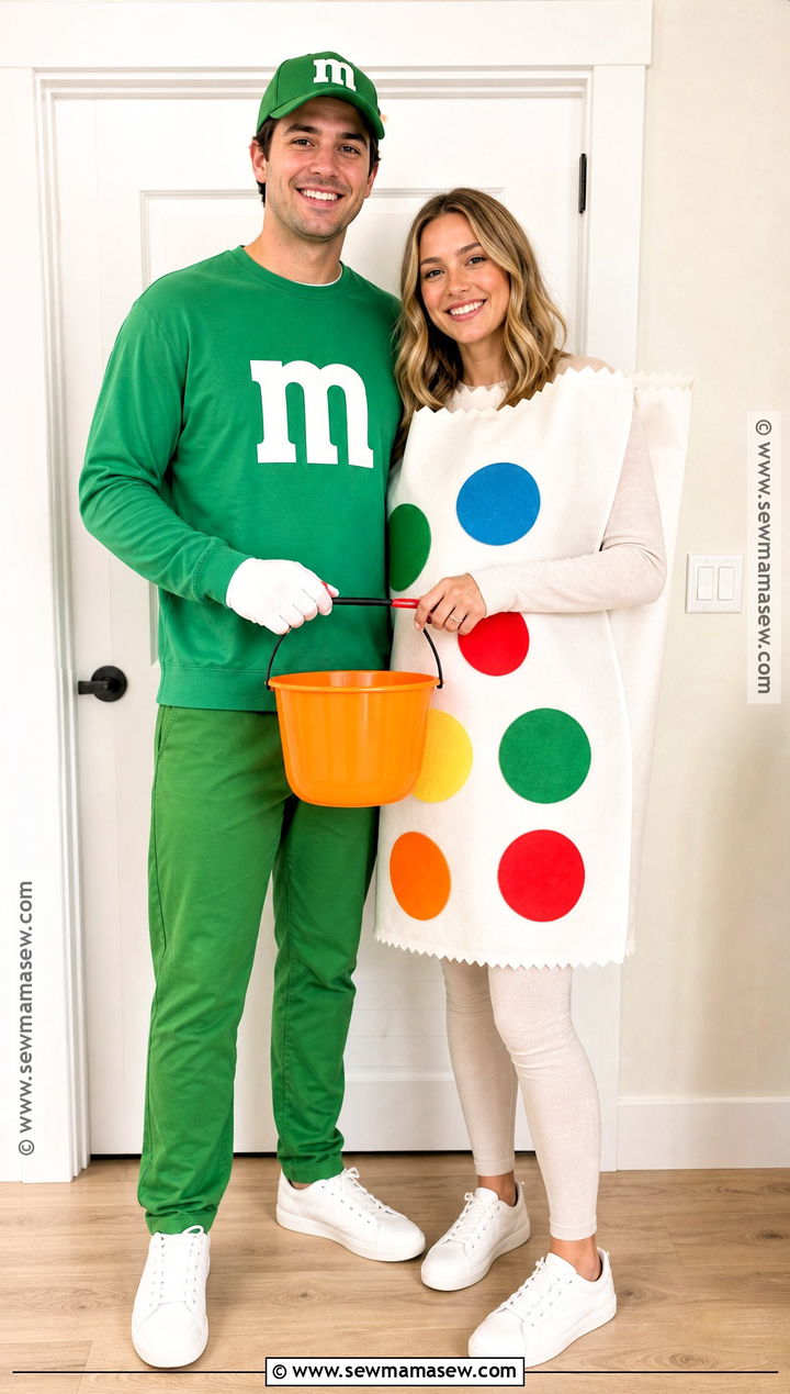 Candy Bag And MandM Couple Costume - 40 m&m costume ideas