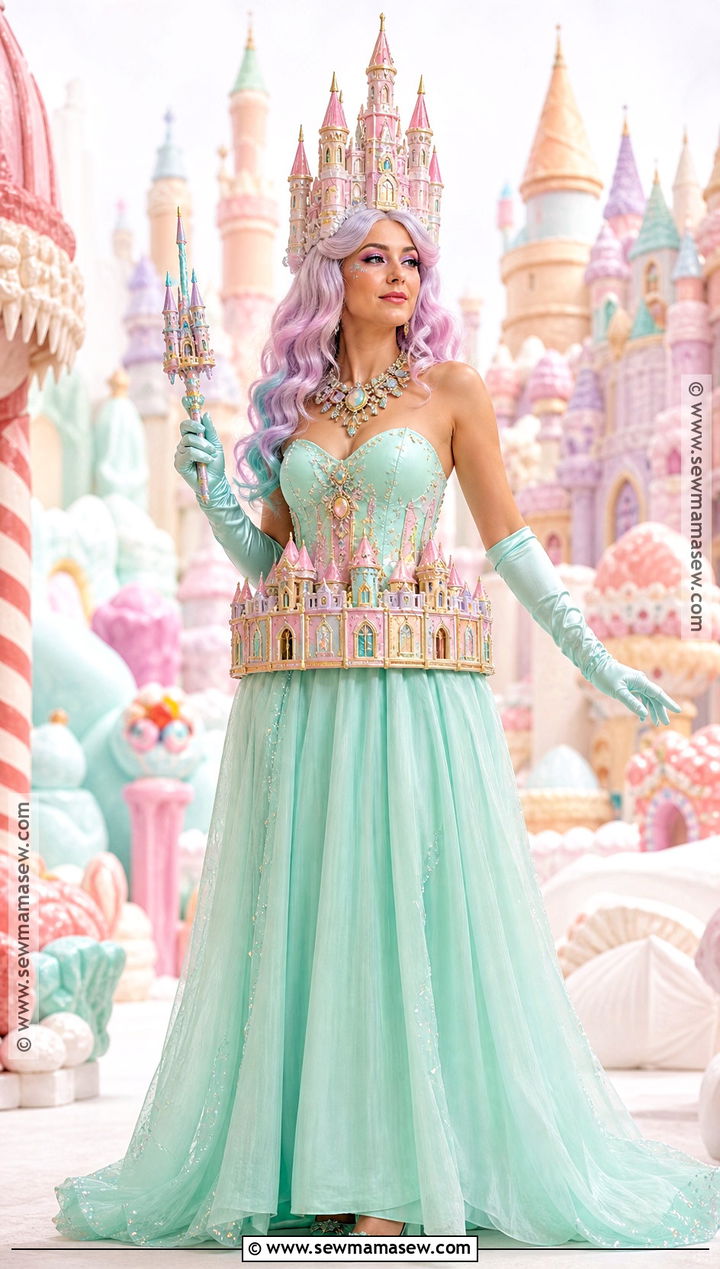 Candy Castle Queen Costume With Pastel Gown - 30 Candy Land Costumes for Women