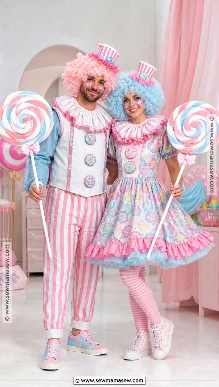 Candy Clown Couple Costume - 30 clown couple costume ideas