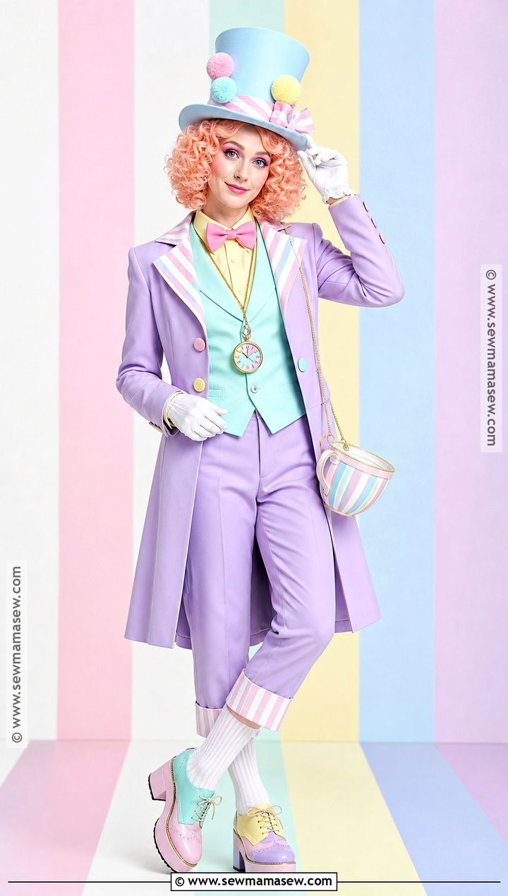 Candy Color Mad Hatter Costume With Pastel Suit - 50 mad hatter costume ideas