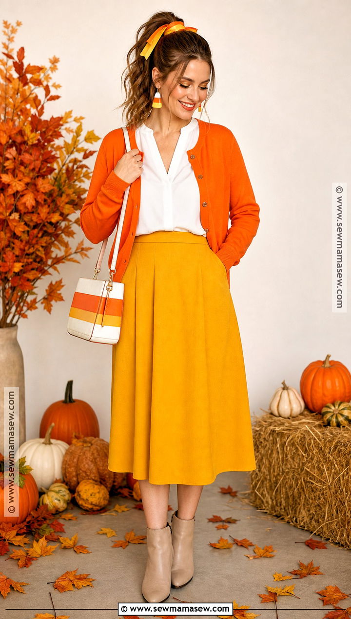 Candy Corn Color Block Outfit - 30 Easy Halloween Outfits for Women