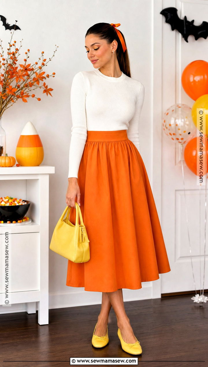 Candy Corn Halloween Outfit With Color Blocking - 30 Simple Halloween Outfits