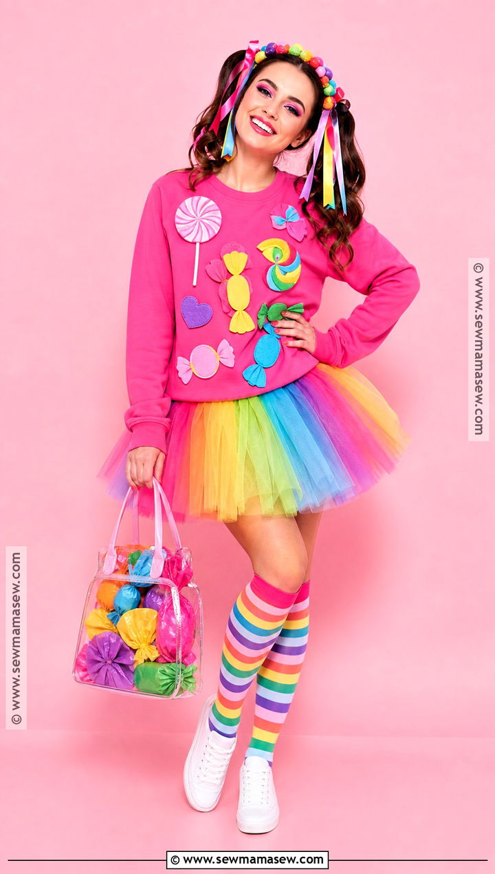 Candy Costume With A Colorful Sweater - 40 cute easy halloween costumes