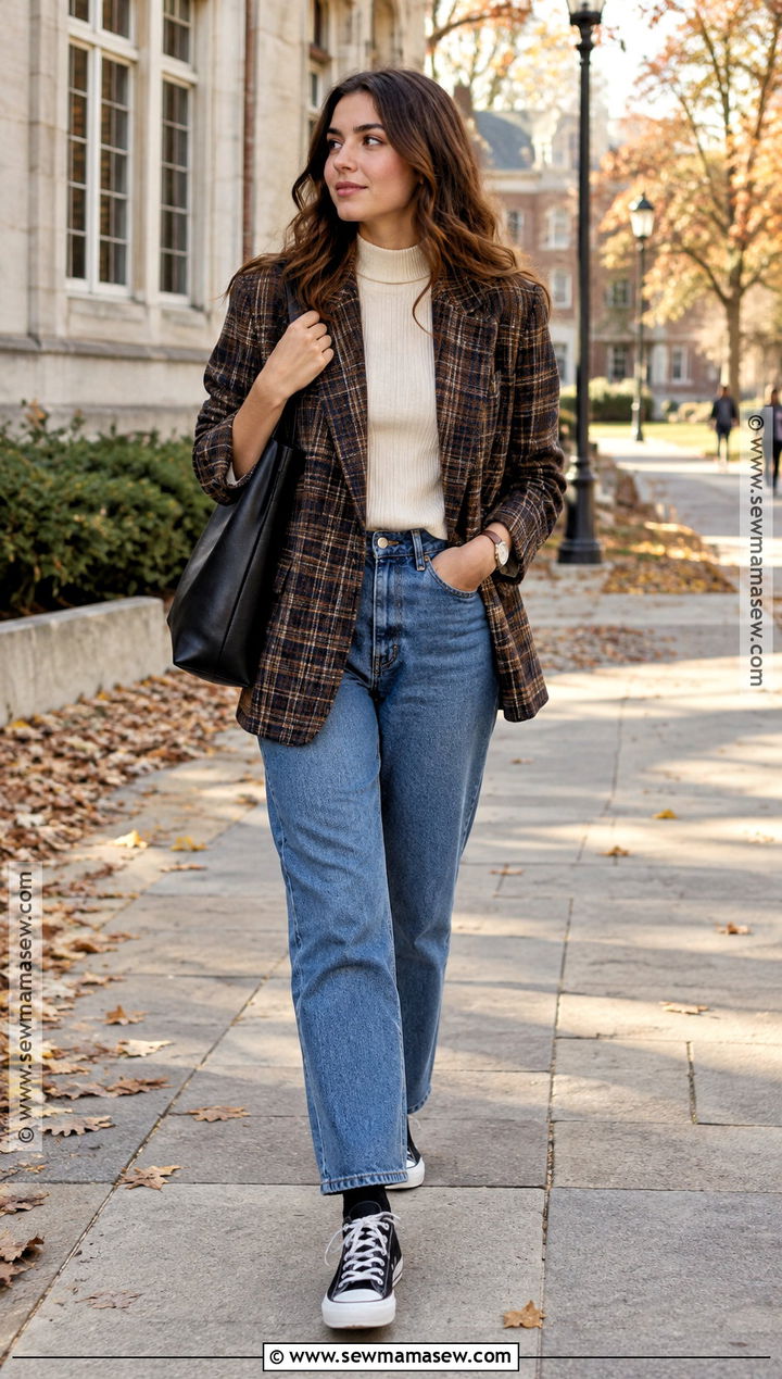 Canvas Sneakers With a Plaid Blazer - 25 autumn sneakers
