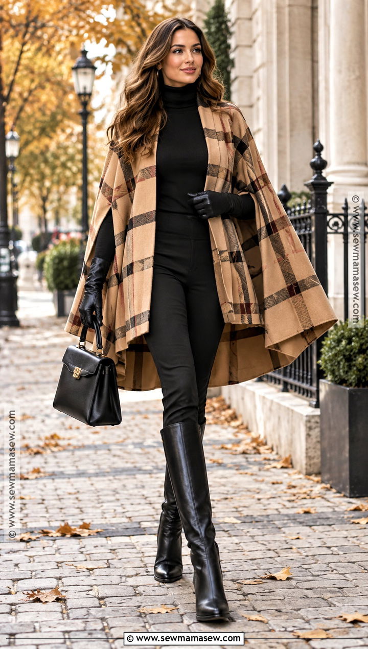 Cape And Slim Pants Autumn Outfit - 25 autumn outfit ideas 2026
