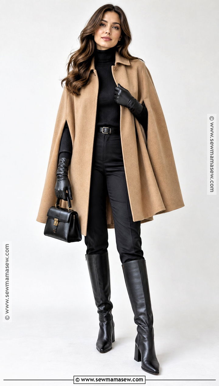 Cape Coat And Knee High Boots Outfit - 15 autumn trends 2026 fashion