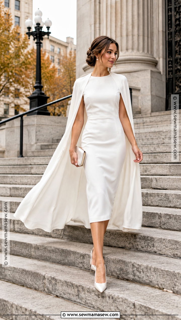 Cape Fall Courthouse Wedding Dress - 20 fall courthouse wedding dress ideas