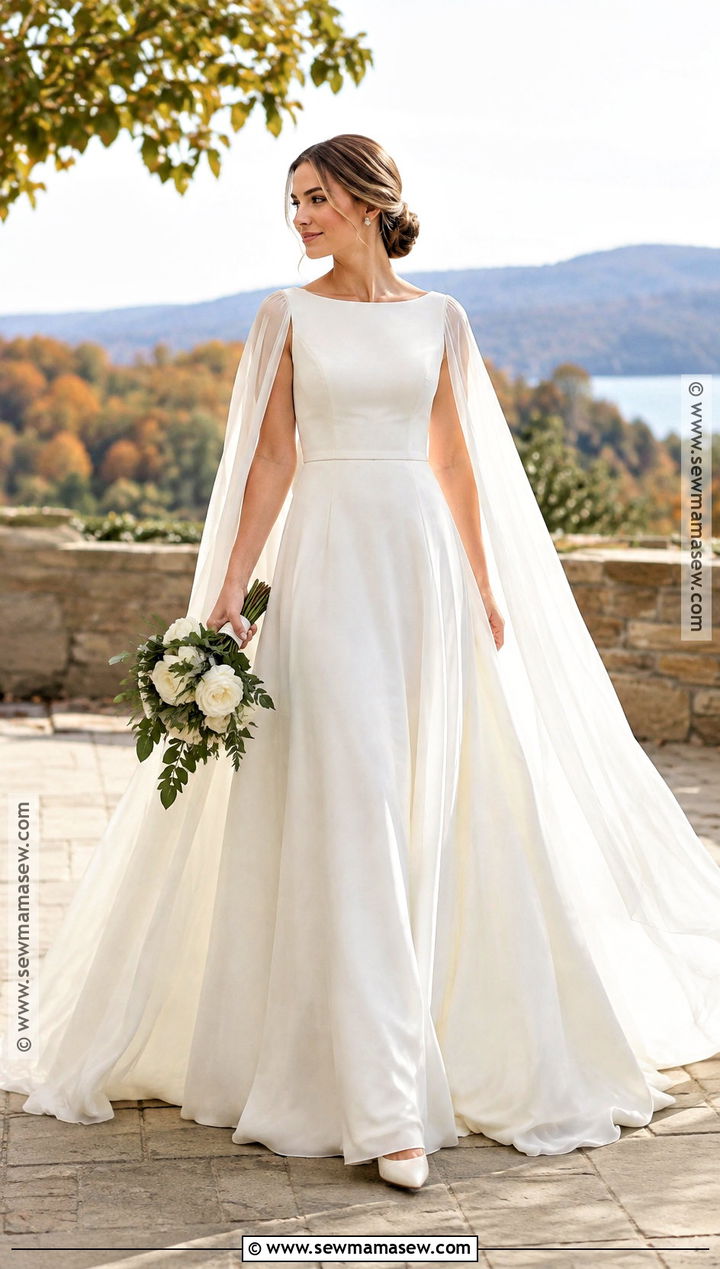Cape Sleeve A Line Wedding Dress - 15 A Line Fall Wedding Dress Ideas
