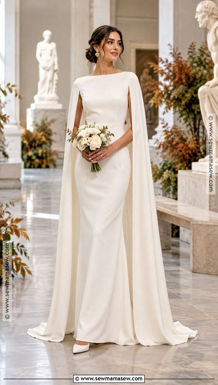 Cape Sleeve Autumn Wedding Dress - 25 autumn wedding dress ideas
