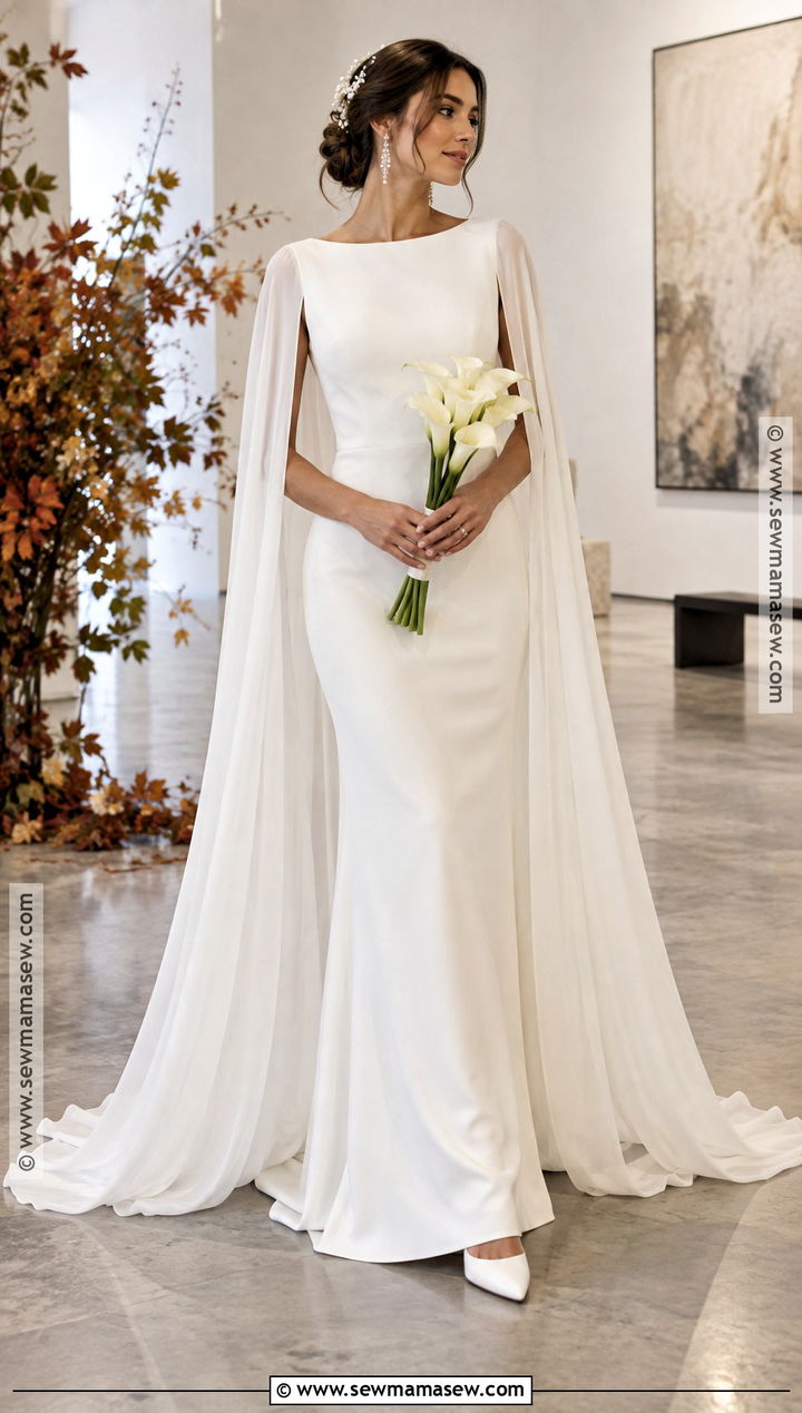 Cape Sleeve Fall Wedding Dress - 15 Fall Wedding Dress Bride Ideas