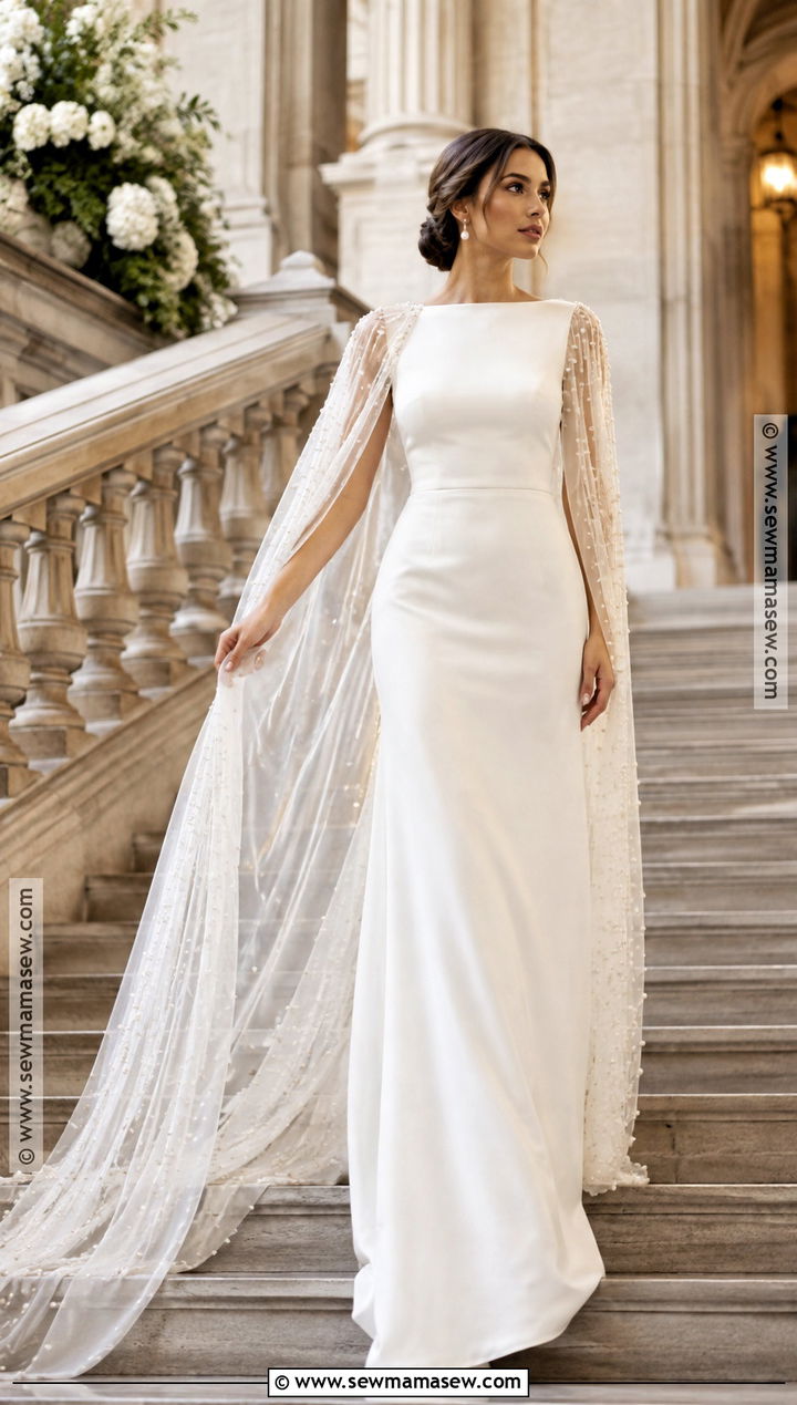 Cape Sleeve Fall Wedding Dress - 15 fall wedding dress ideas brides